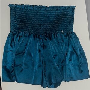 NATURAL LIFE Blue High Waist Shorts with Silky Finish